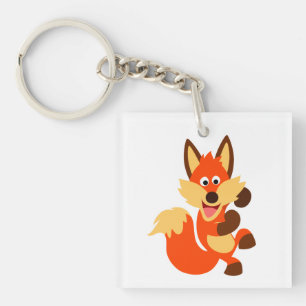 Porte-clés Dancing Cute Dancing Cartoon Fox Porte - clé acryl