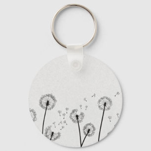Porte-clés Dandelions Fleurs Pappus Spores Gris
