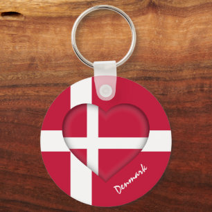 Porte-clés Danemark & Coeur, Danois Drapeau mode / sport