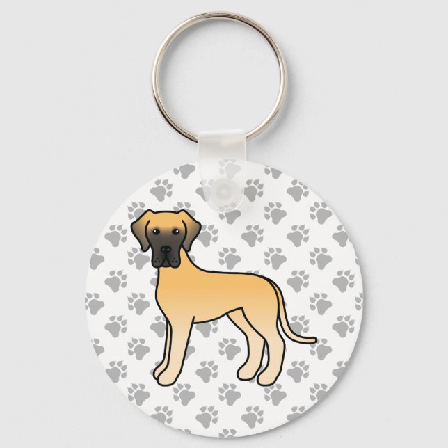 Porte-clés Danois fauve Chien de dessin animé mignon (Recto)