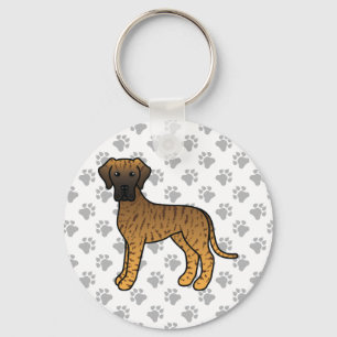 Porte-clés Danois tigré drôle de chien de dessin animé