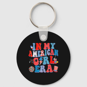 Porte-clés Dans Mon Ère Fille Américaine Groovy 4 Juillet Ind