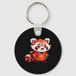 Porte-clés Danse du lion de Panda rouge drôle pour enfants ch