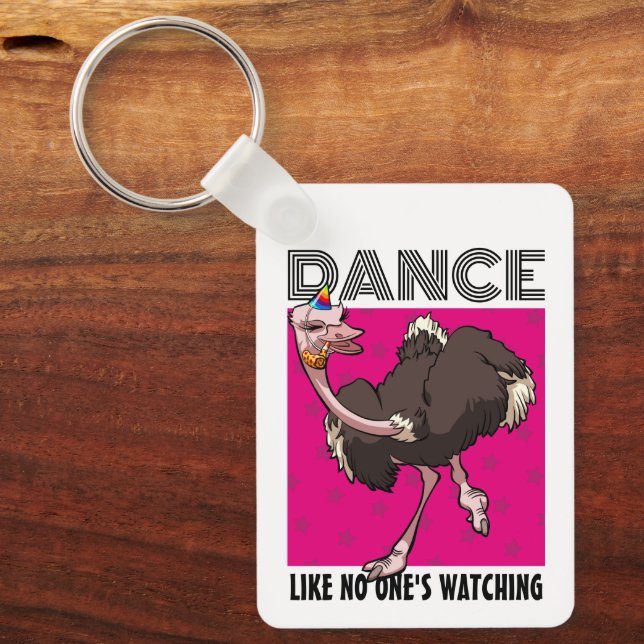 Porte-clés Danse étrange d'autruche comme si personne ne rega (Recto)