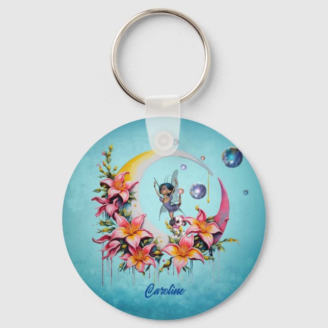 Porte-clés Danse fée sur la lune (Recto)
