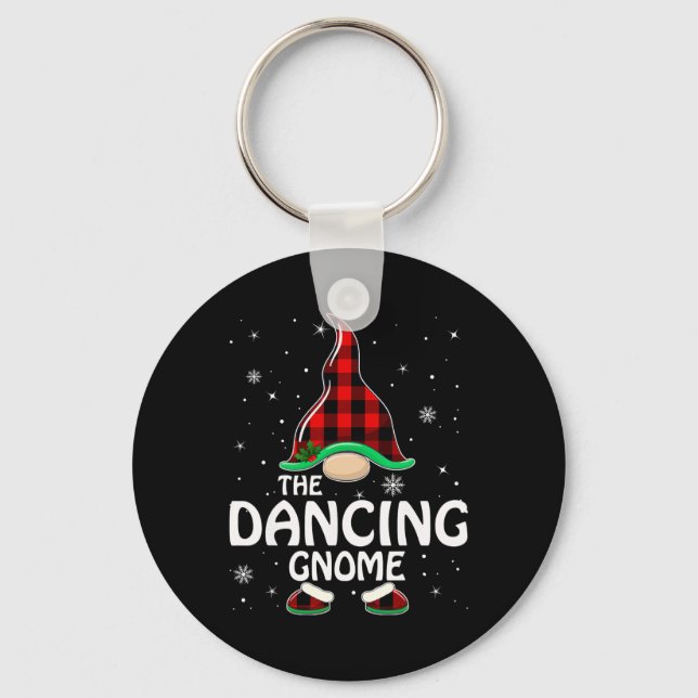 Porte-clés Danser Gnome Buffalo Plaid Matching Family Christ (Recto)