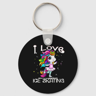 Porte-clés Danser sur glace mignonne J'aime Patinage sur glac