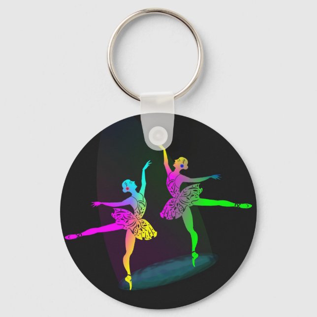 Porte-clés Danseurs de ballet éclairés arc-en-ciel (Recto)