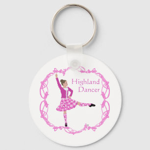 Porte-clés Danseuse des Highlands écossais Nœud celtique Rose