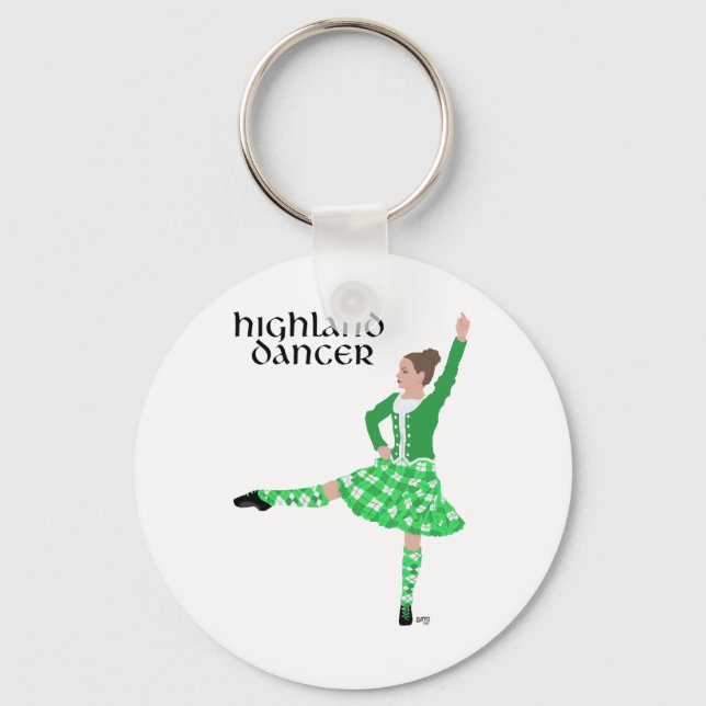 Porte-clés Danseuse des Highlands Écossais Verte (Recto)