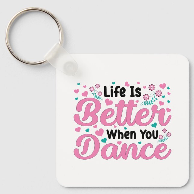 Porte-clés Danseuse mignonne disant confettis rose et sarcell (Recto)