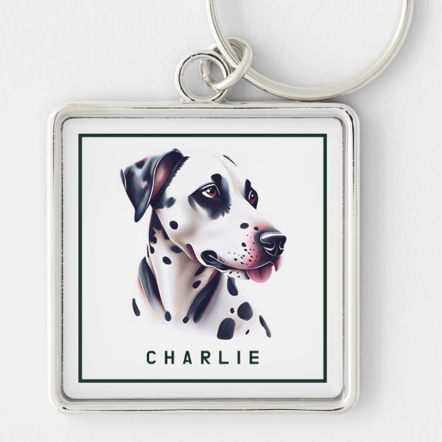 Porte-clés Dapper Dalmation Pup Personnalisé (Devant)