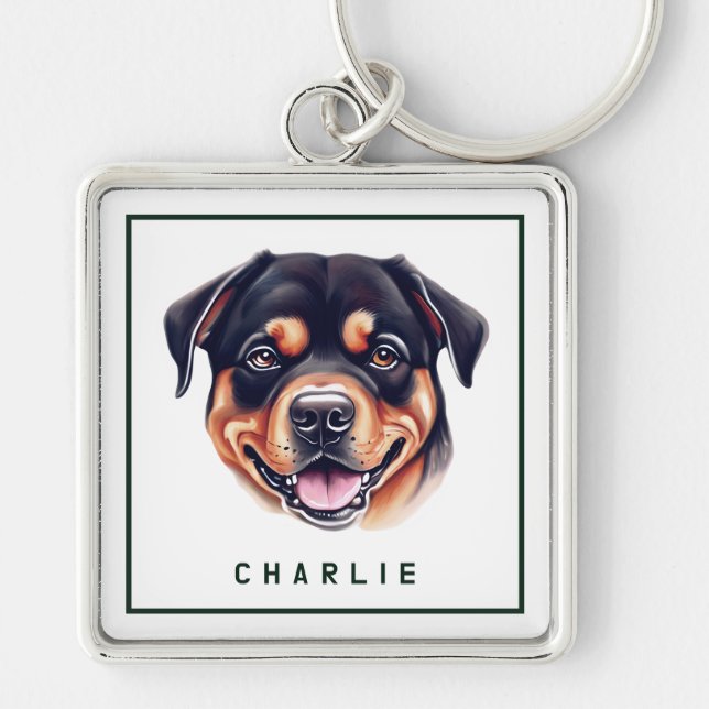 Porte-clés Dapper Rottweiler Pup personnalisée (Devant)
