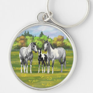 Porte-clés Dapple Gray Pinto Paint Horses In Summer Pasture