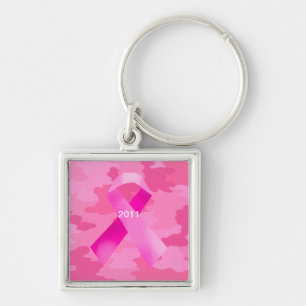 Porte-clés Dark Pink Camouflage Pink Ribbon Date Key Chain