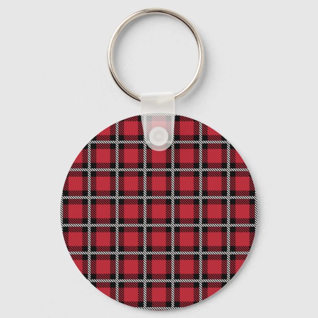 Porte-clés Dark Red and Black Tartan Plaid Pattern (Recto)