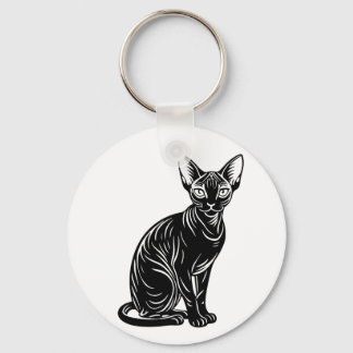 Porte-clés Dark Sphynx Cat Art – Mysterious Minimal Design