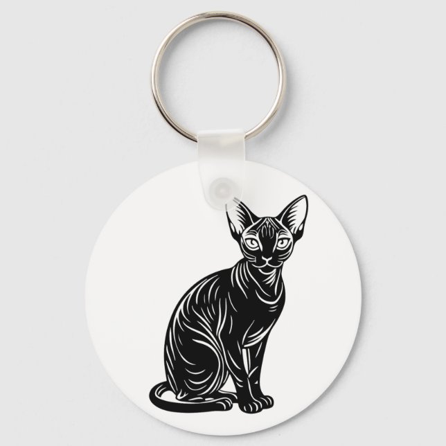 Porte-clés Dark Sphynx Cat Art – Mysterious Minimal Design (Recto)