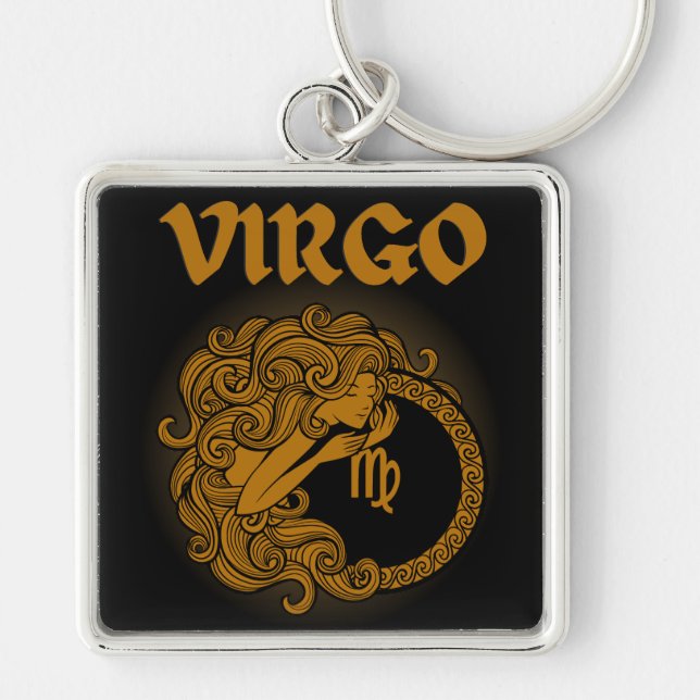 Porte-clés Dark Zodiac - Vierge | Art d'Astrologie Médiévale (Devant)