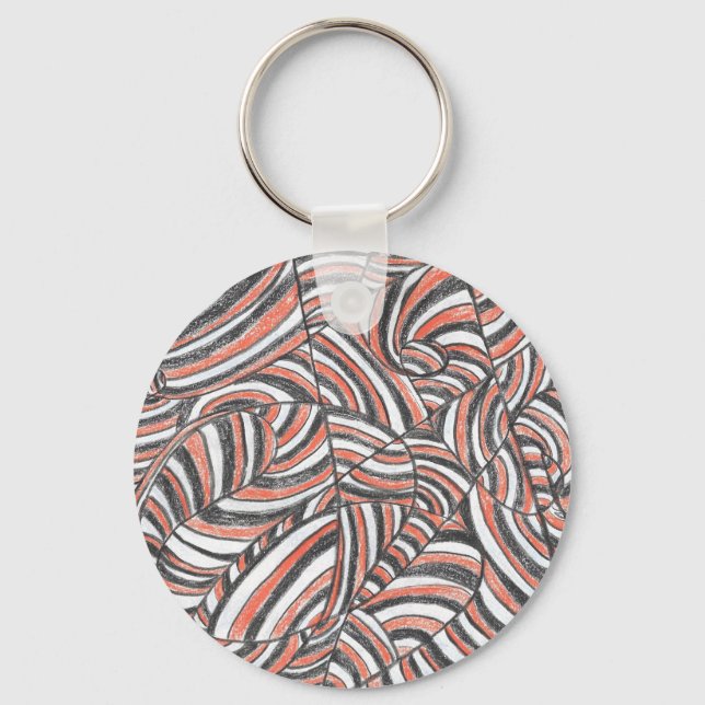 Porte-clés Darya | Art abstrait dessiné à la main  (Recto)