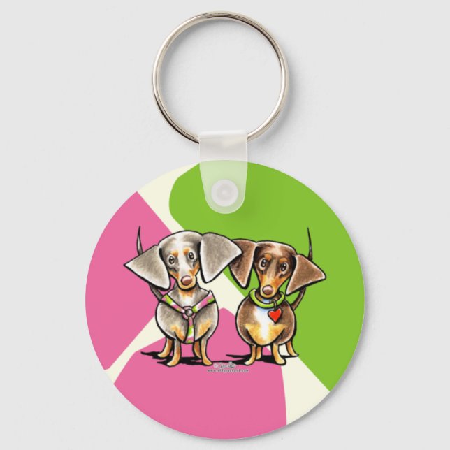 Porte-clés Dashing Dachshunds Appelés (Recto)