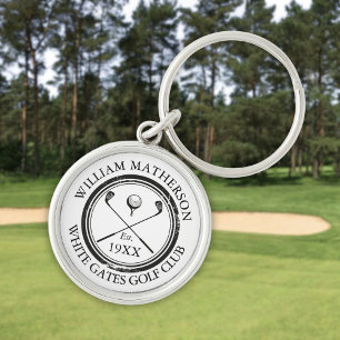 Porte-clés Date de création du nom de golf personnalisé