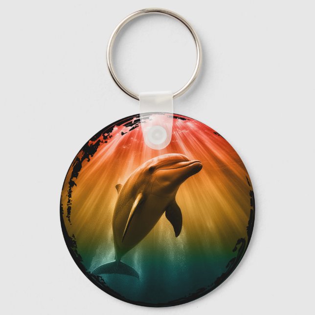 Porte-clés dauphin été mer océan coucher de soleil  (Recto)