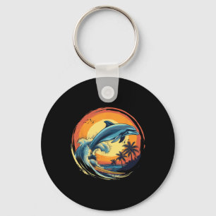 Porte-clés Dauphin Surfant Coucher de Soleil Mer Océan Dauphi