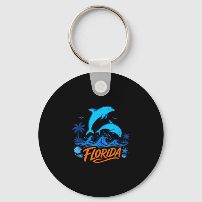 Porte-clés dauphins de Floride vagues océaniques ludiques des (Recto)