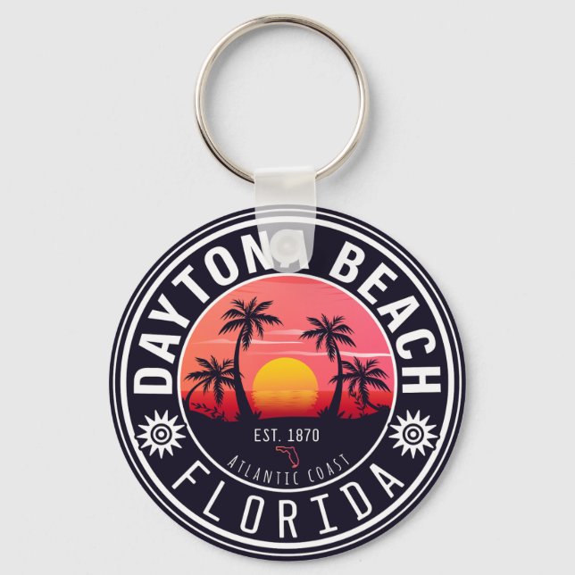 Porte-clés Daytona Beach Florida Retro Sunset Souvenirs 80s (Recto)