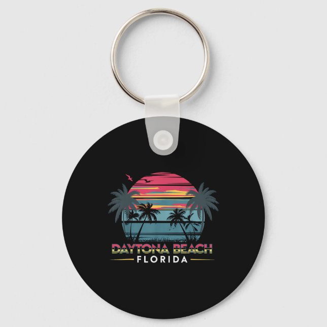 Porte-clés Daytona Beach Floride Vacances d'été Design rétro (Recto)
