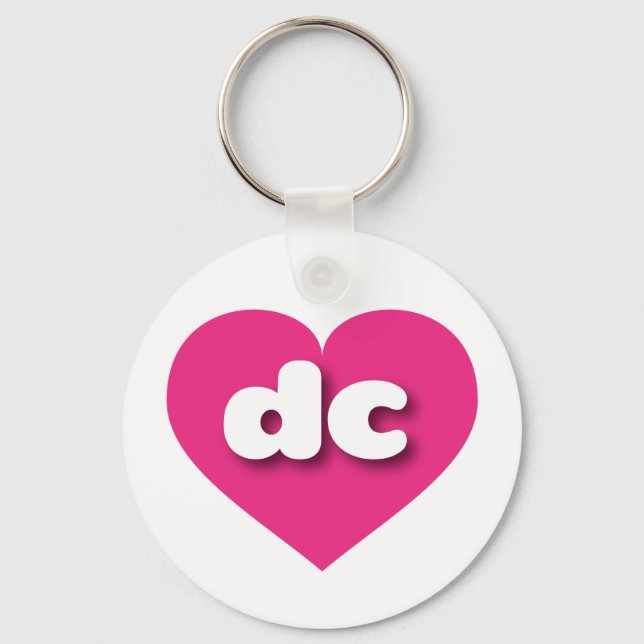 Porte-clés dc coeur rose chaud - J'aime dc (Recto)