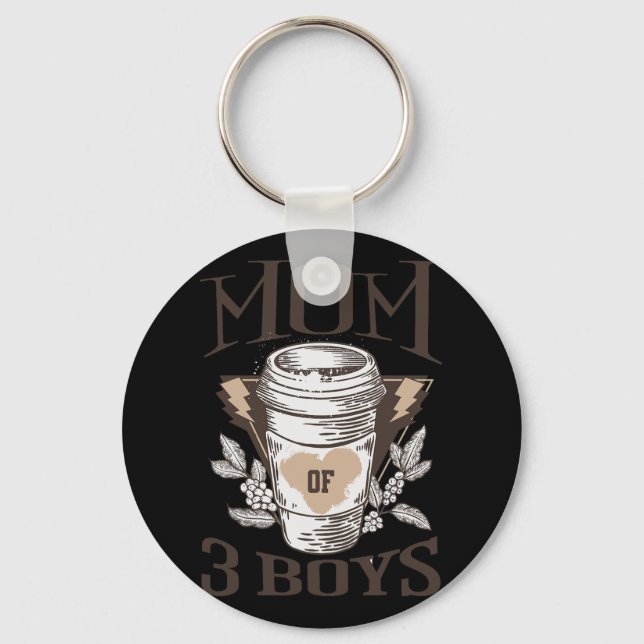 Porte-clés De 3 Garçons De Son Funny Fête Des Mères Anniversa (Recto)