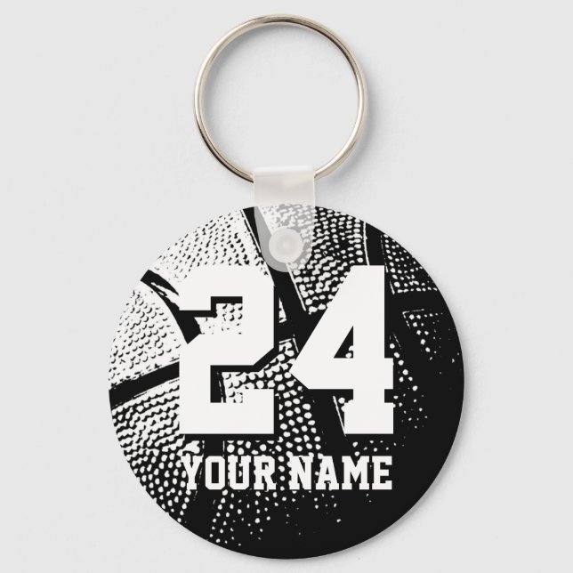Porte-clés de basketball numéro 24 | Personnalisab (Recto)