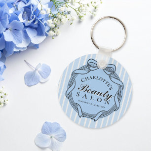 Porte-clés de cadre à nœud orné bleu Salon de beau