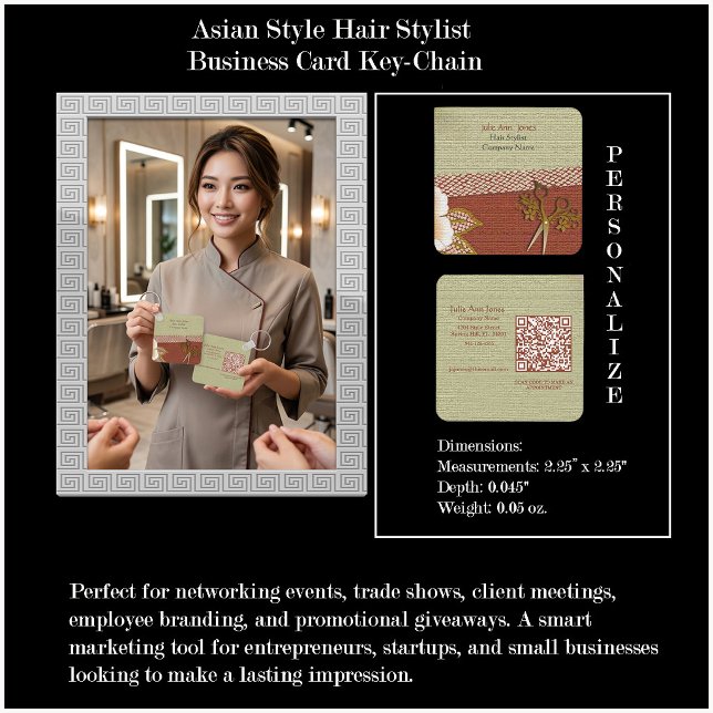 Porte-clés de carte de visite de coiffeur de style (Créateur téléchargé)