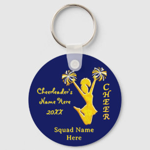 Porte-clés de cheerleading bleu marine et or avec 