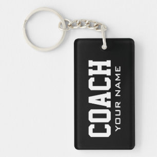 Porte-clés de coach sportif rectangle avec nom per