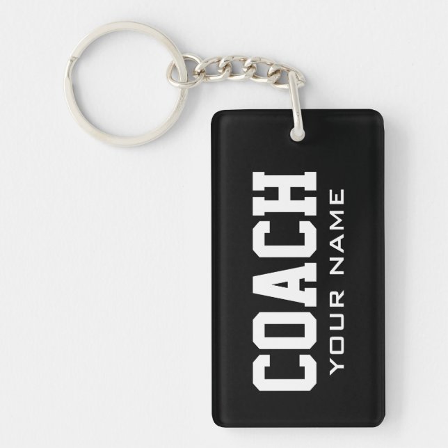 Porte-clés de coach sportif rectangle avec nom per (Devant)