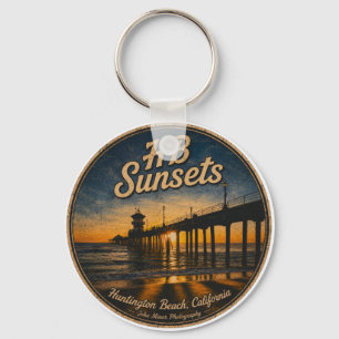 Porte-clés de coucher de soleil sur Huntington Bea