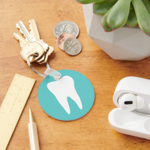 Porte-clés de dentisterie avec logo de dent blanch
