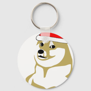 Porte-clés de doge wouah de meme Noël très un tel casquette