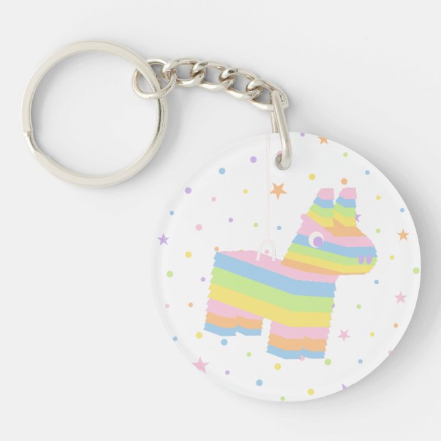 Porte-clés de fête d'anniversaire en pastel Pinata (Devant)