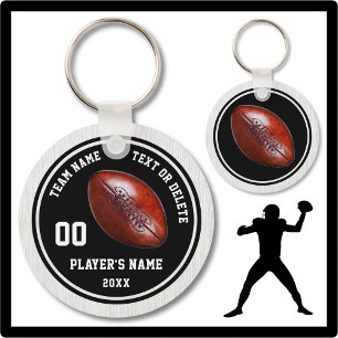 Porte-clés de football noir et blanc, personnalisé
