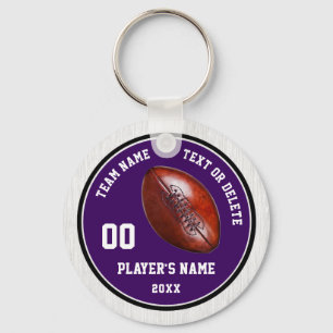 Porte-clés de football violet et blanc, 4 zones de