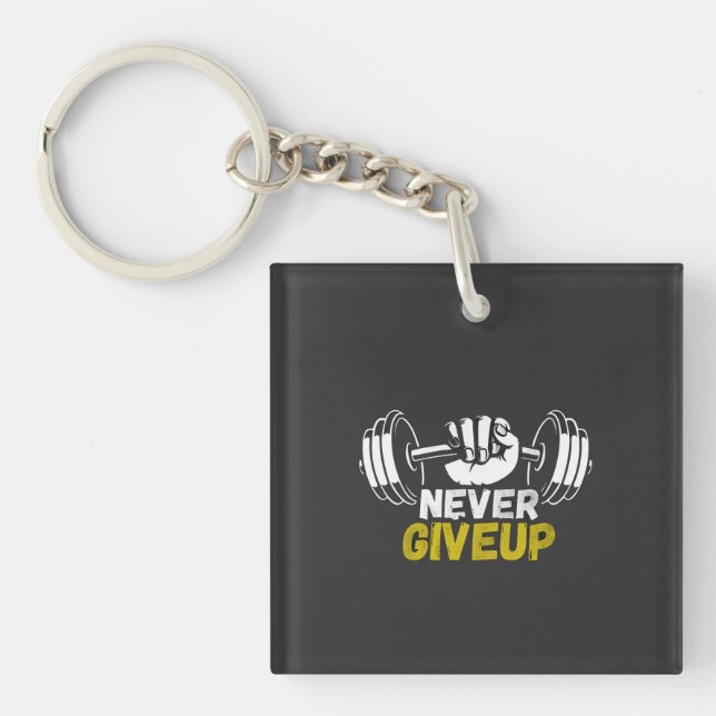 Porte-clés de gym « Ne jamais abandonner » (Devant)