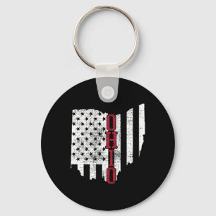 Porte-clés De Juillet Ohio États-Unis Drapeau États-Unis Vint