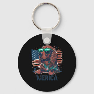 Porte-clés De Juillet Patriotique Irlandais Setter Chien Meri