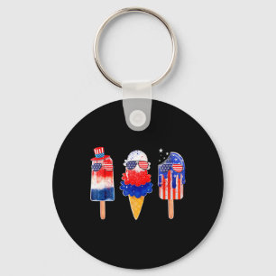 Porte-clés De Juillet Popsicle Rouge Blanc Bleu Américain Dra