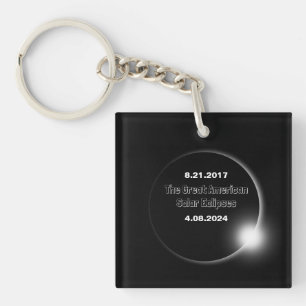 Porte-clés de l'éclipse solaire double datée 2024